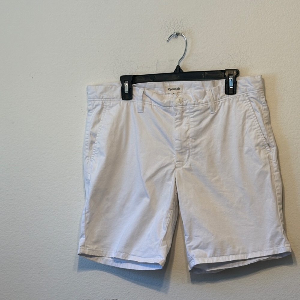Classic White Men's Flat Front Shorts